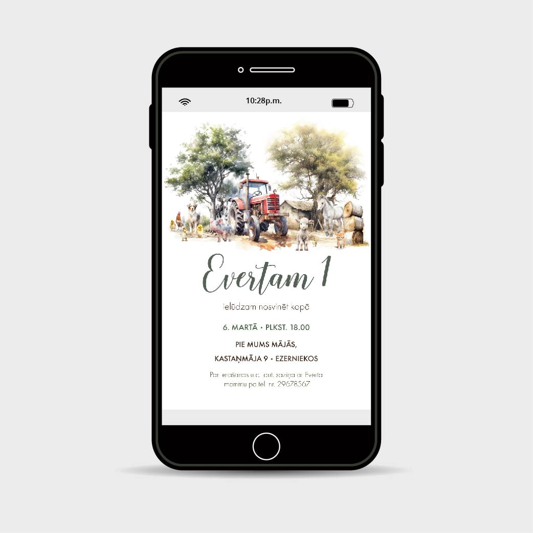 Digitāls ielūgums ar lauku dzīvniekiem